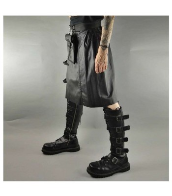 Men Gothic Black Leather Kilt | Steampunk Scottish Biker Style Kilt
